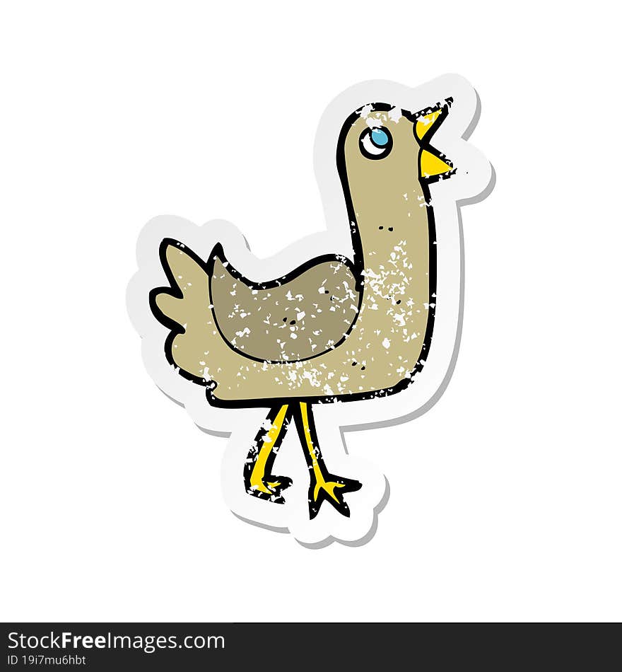 Retro Distressed Sticker Of A Cartoon Bird