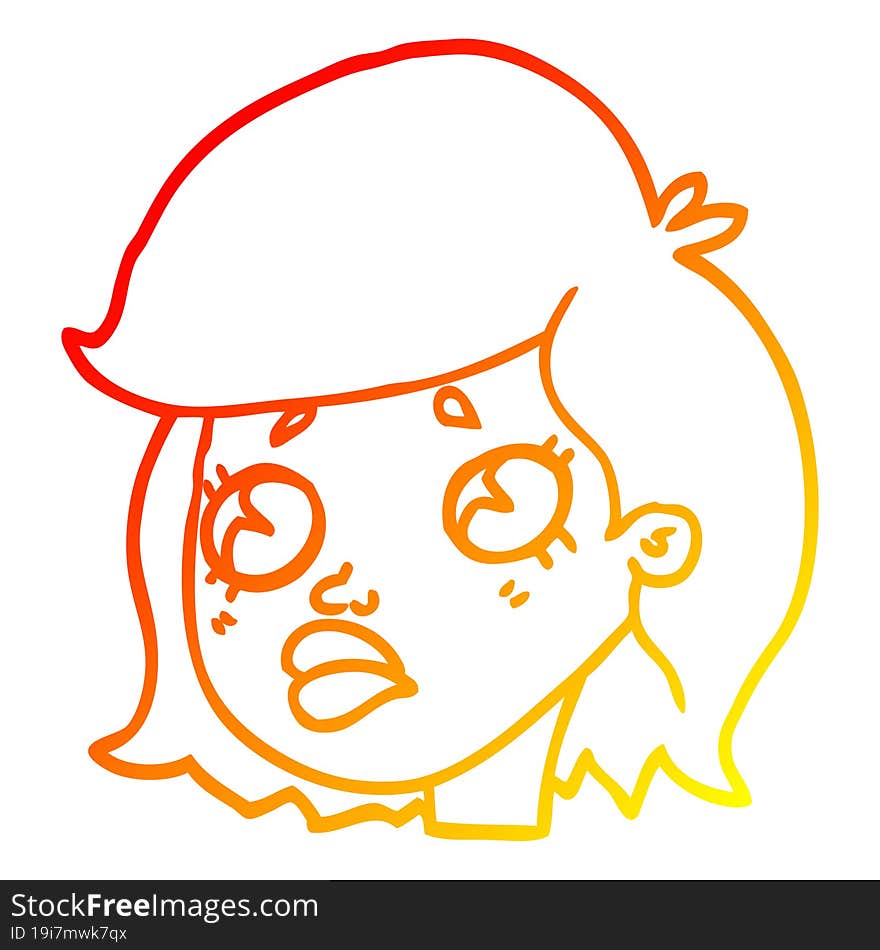 warm gradient line drawing of a cartoon sad girl