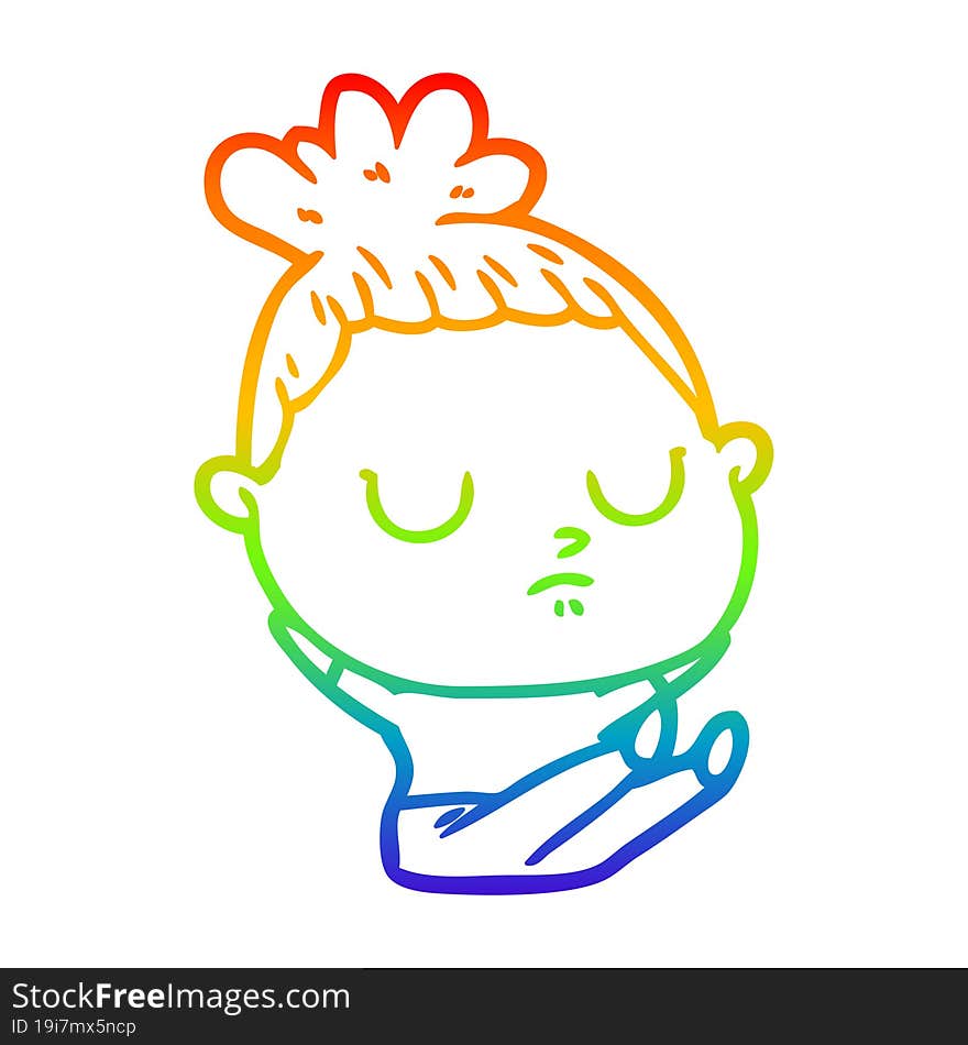 rainbow gradient line drawing cartoon calm woman