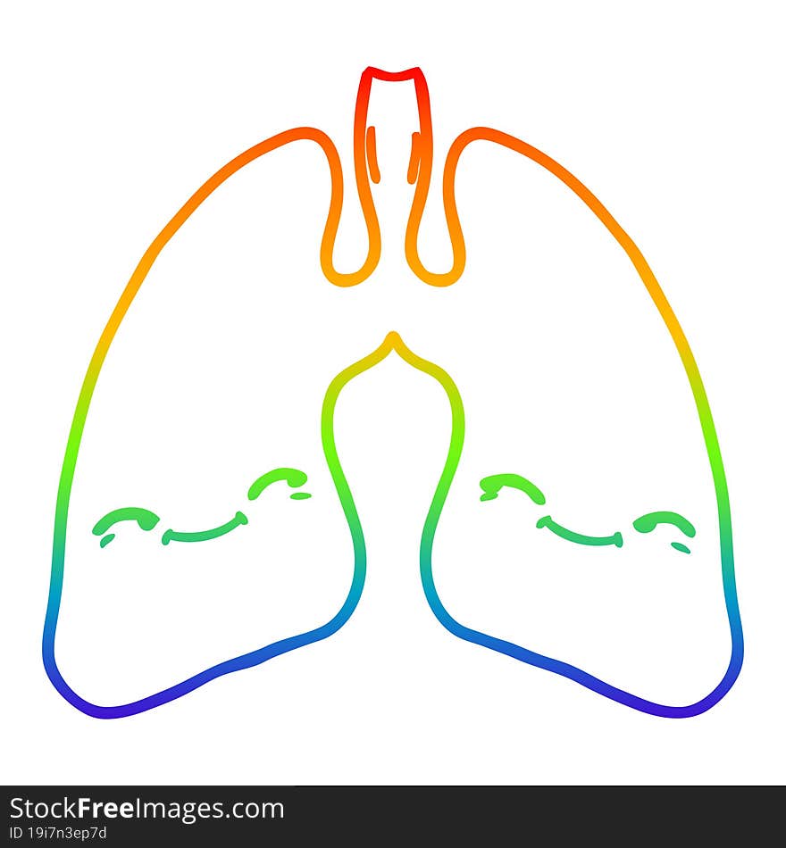 rainbow gradient line drawing cartoon lungs