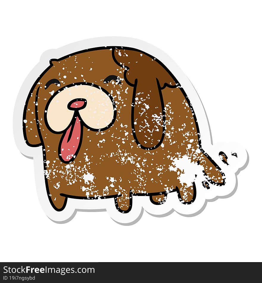 distressed sticker cartoon illustration kawaii of a cute dog. distressed sticker cartoon illustration kawaii of a cute dog