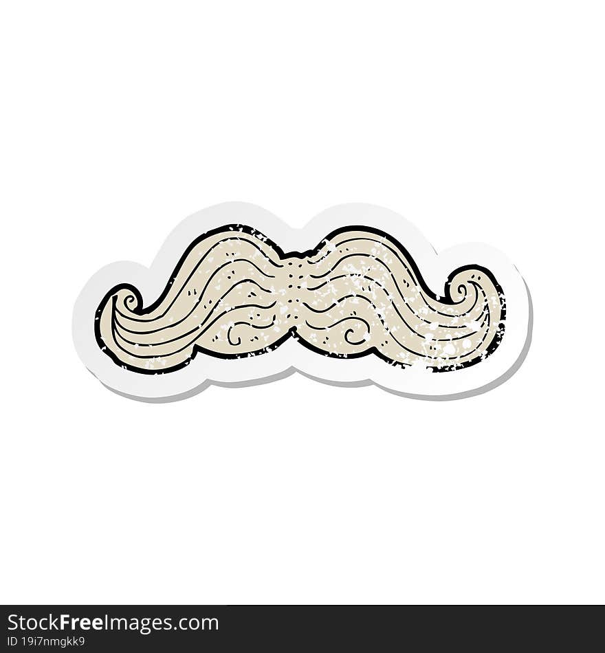 retro distressed sticker of a cartoon mustache