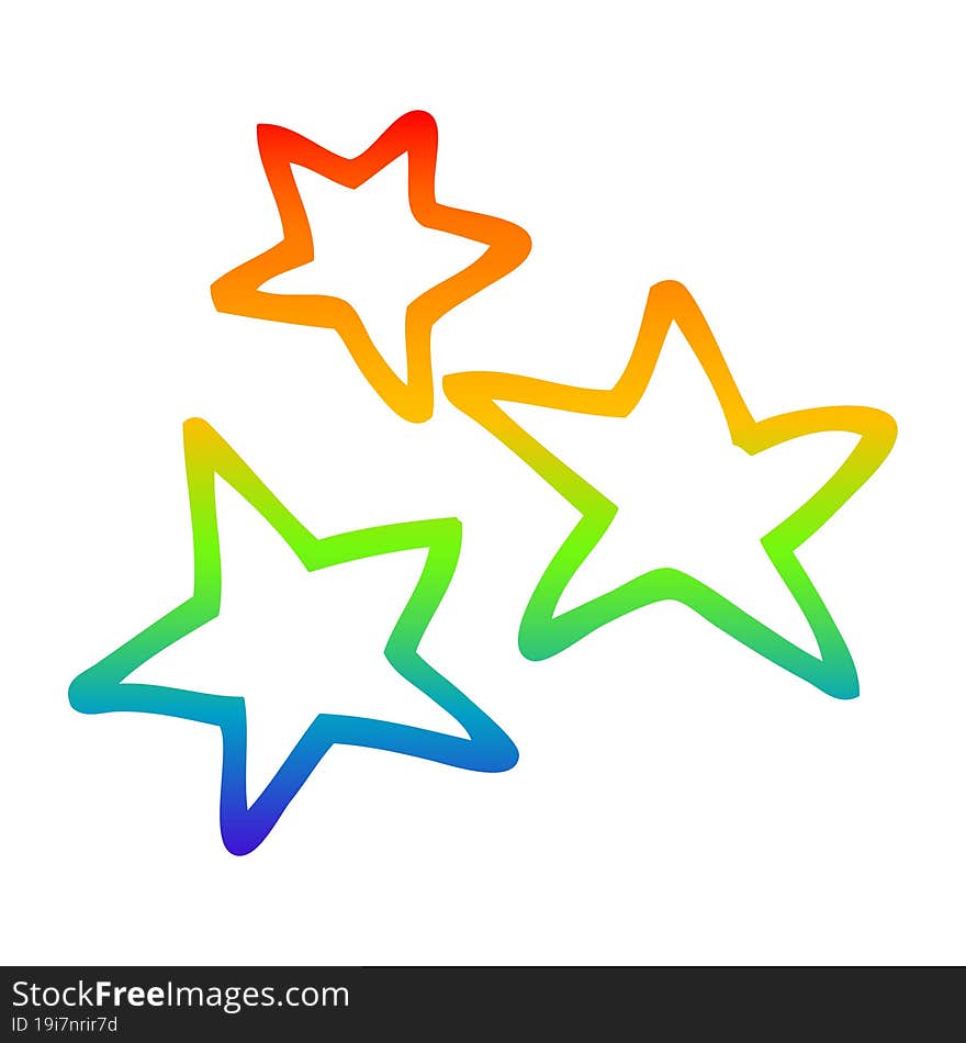 rainbow gradient line drawing cartoon star