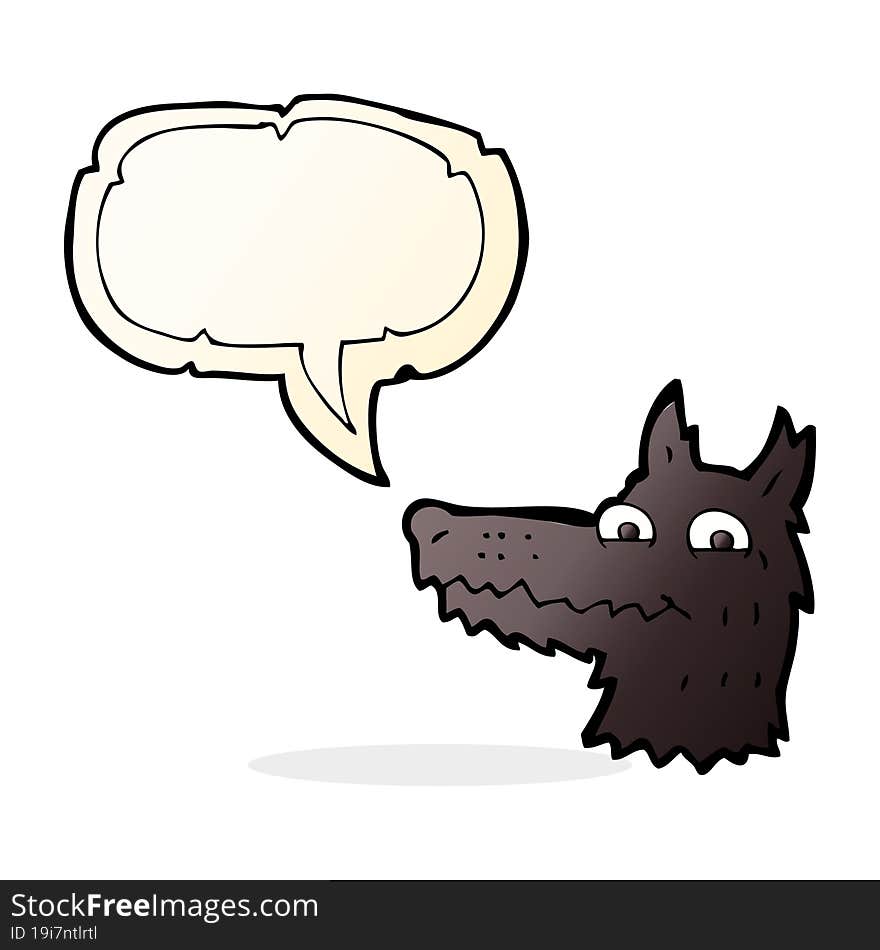 Cartoon Wolf Head With Speech Bubble