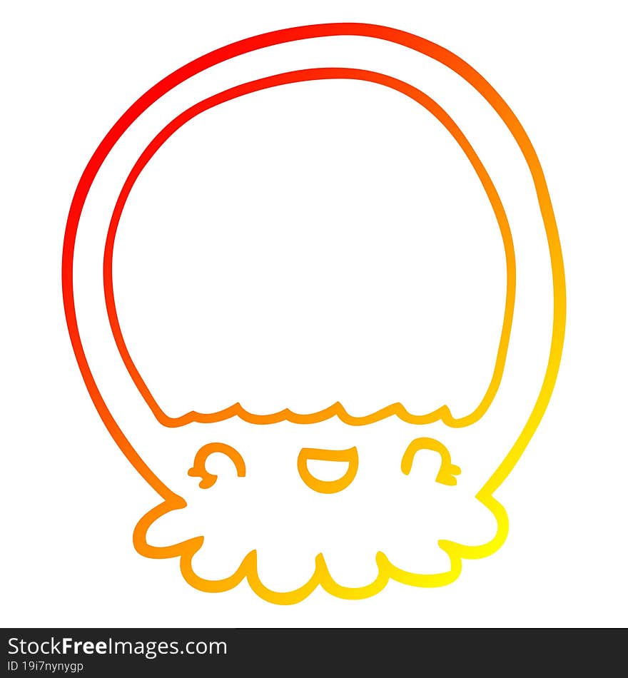 Warm Gradient Line Drawing Cartoon Jellyfish