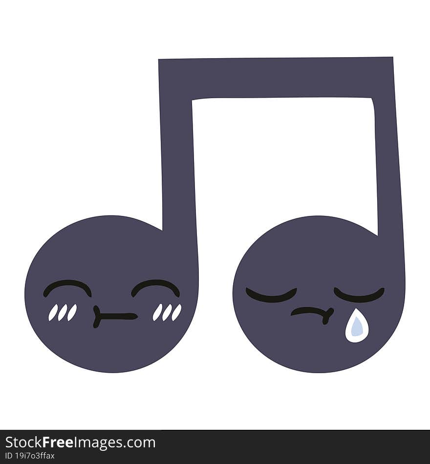 Flat Color Retro Cartoon Musical Note