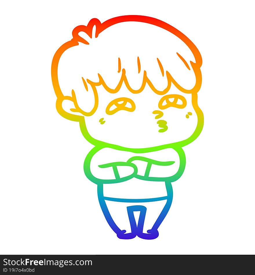 rainbow gradient line drawing cartoon curious man