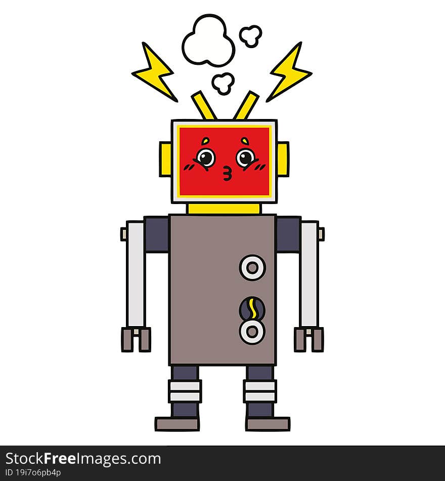 cute cartoon of a robot malfunction