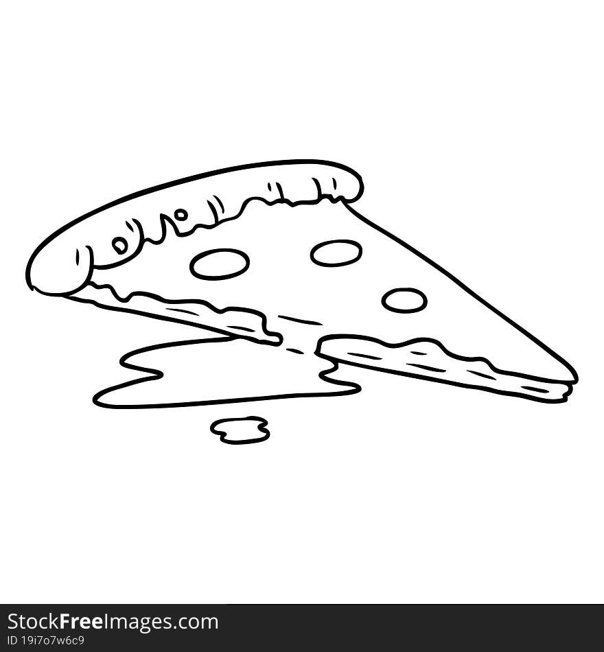 line drawing doodle of a slice of pizza