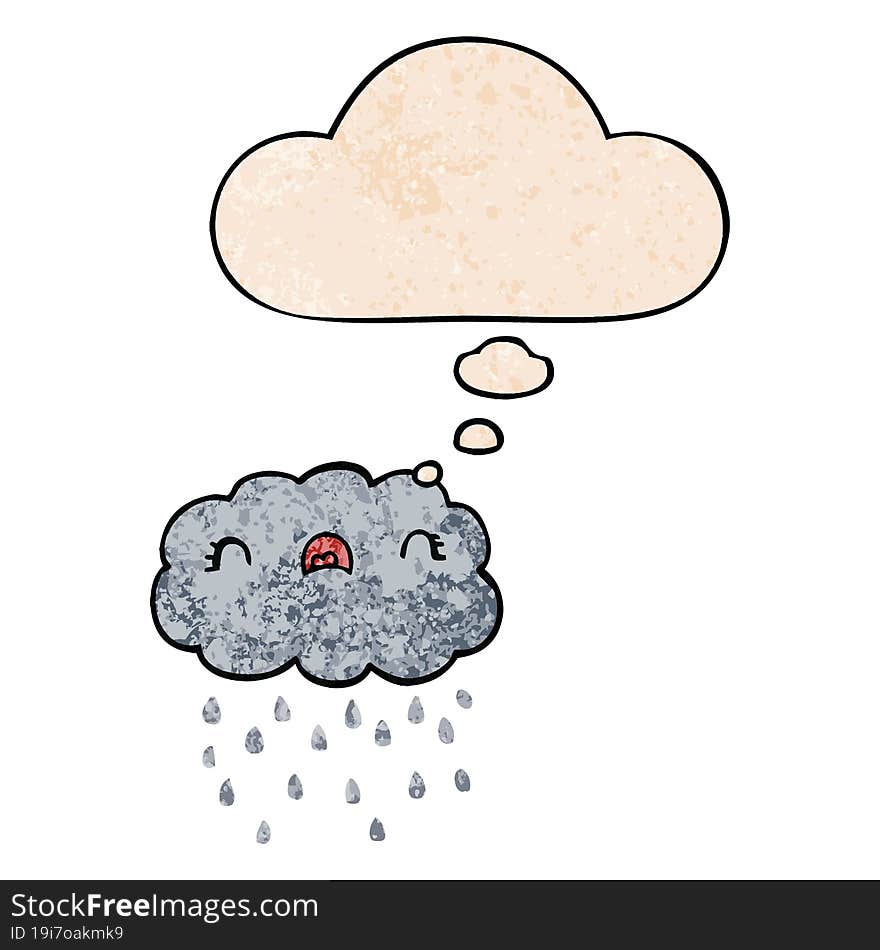 Cute Cartoon Cloud And Thought Bubble In Grunge Texture Pattern Style