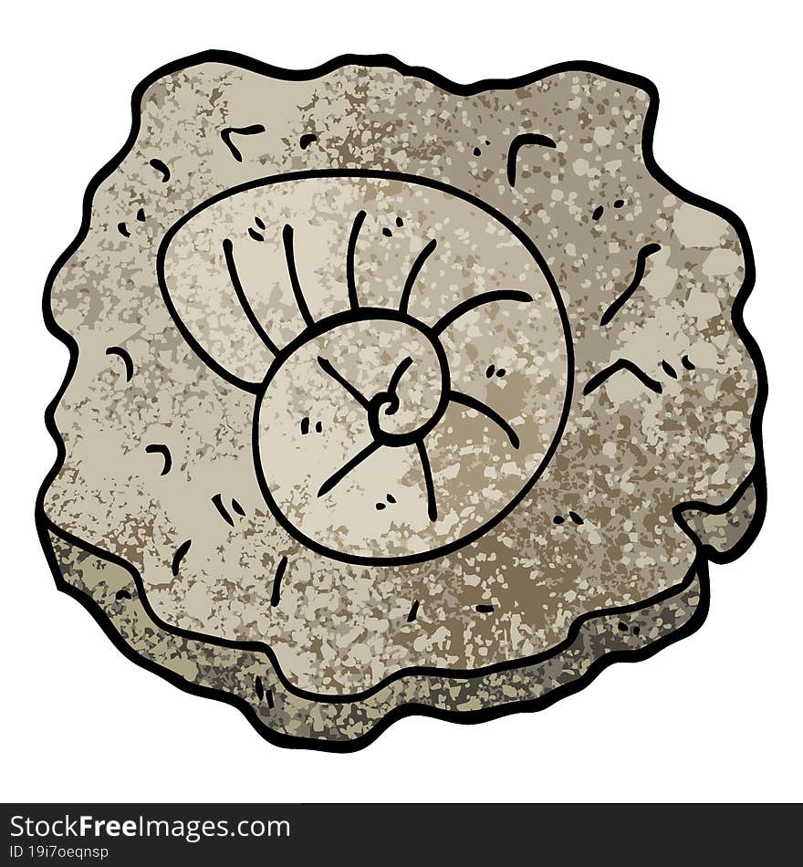 grunge textured illustration cartoon ancient fossil