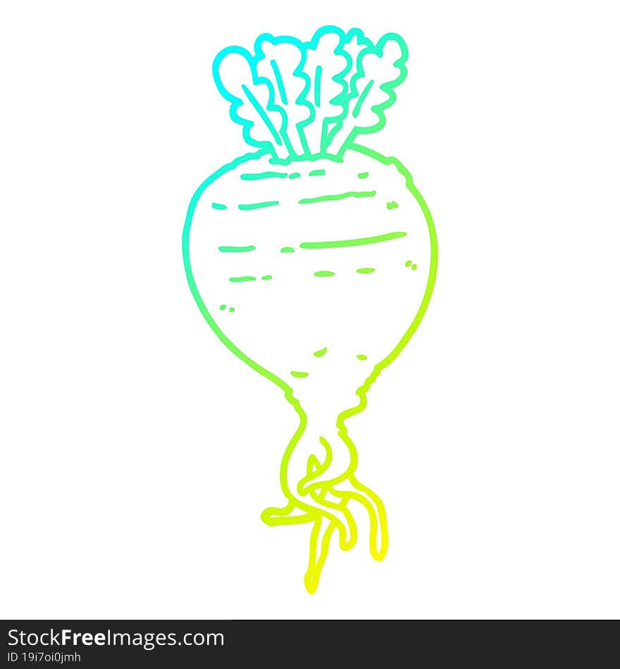 cold gradient line drawing of a cartoon root vegetable