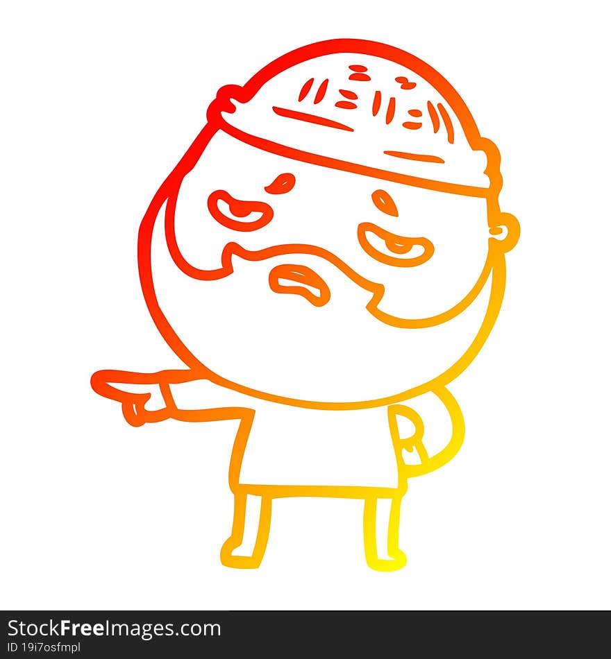 warm gradient line drawing cartoon worried man with beard