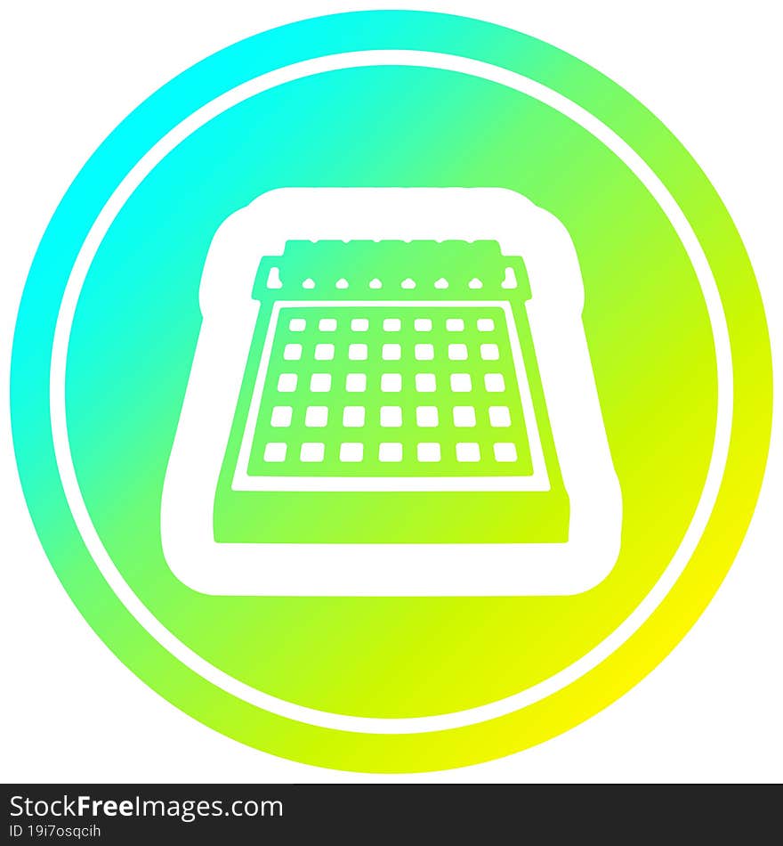 Monthly Calendar Circular In Cold Gradient Spectrum