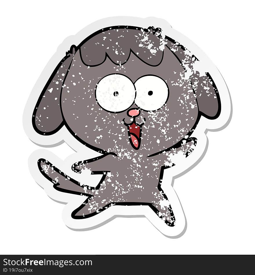 distressed sticker of a cute cartoon dog