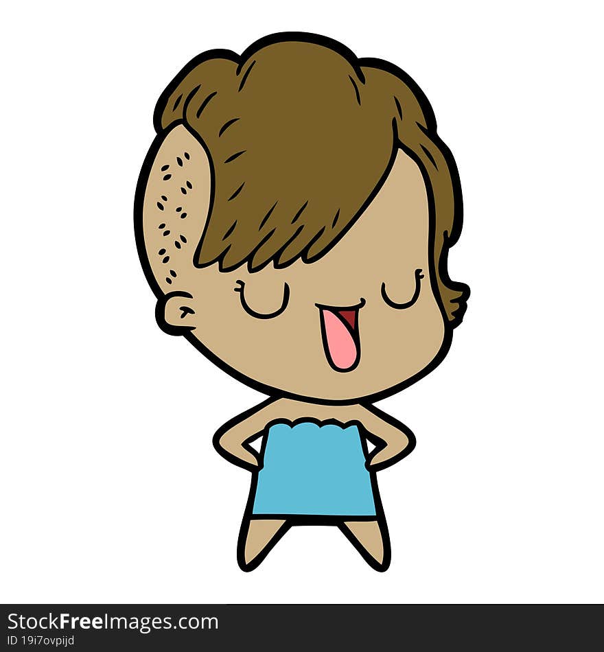 cute cartoon girl with hipster haircut. cute cartoon girl with hipster haircut