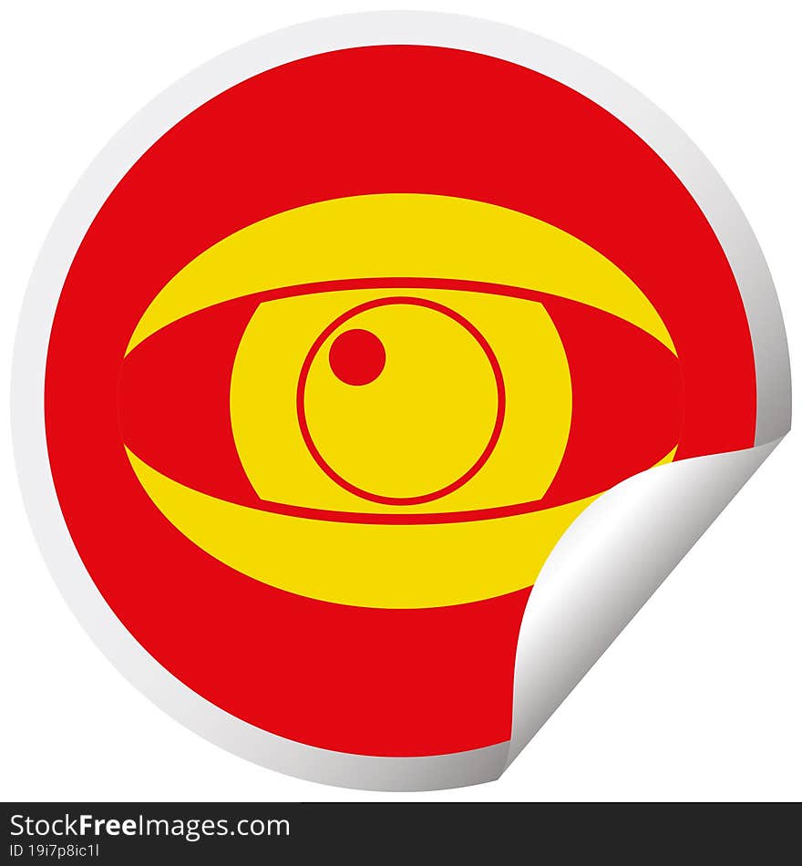 staring eye graphic vector circular peeling sticker. staring eye graphic vector circular peeling sticker