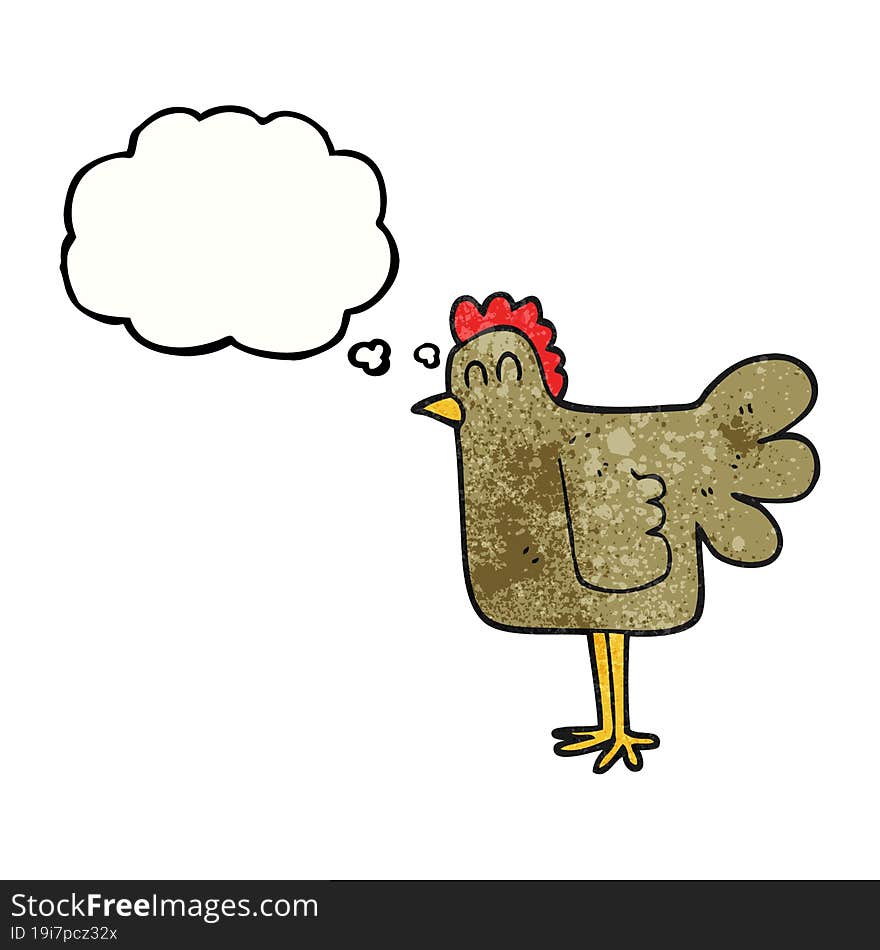 thought bubble textured cartoon chicken