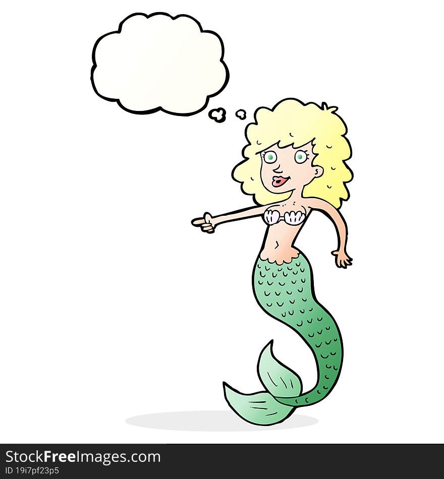 Cartoon Mermaid With Thought Bubble