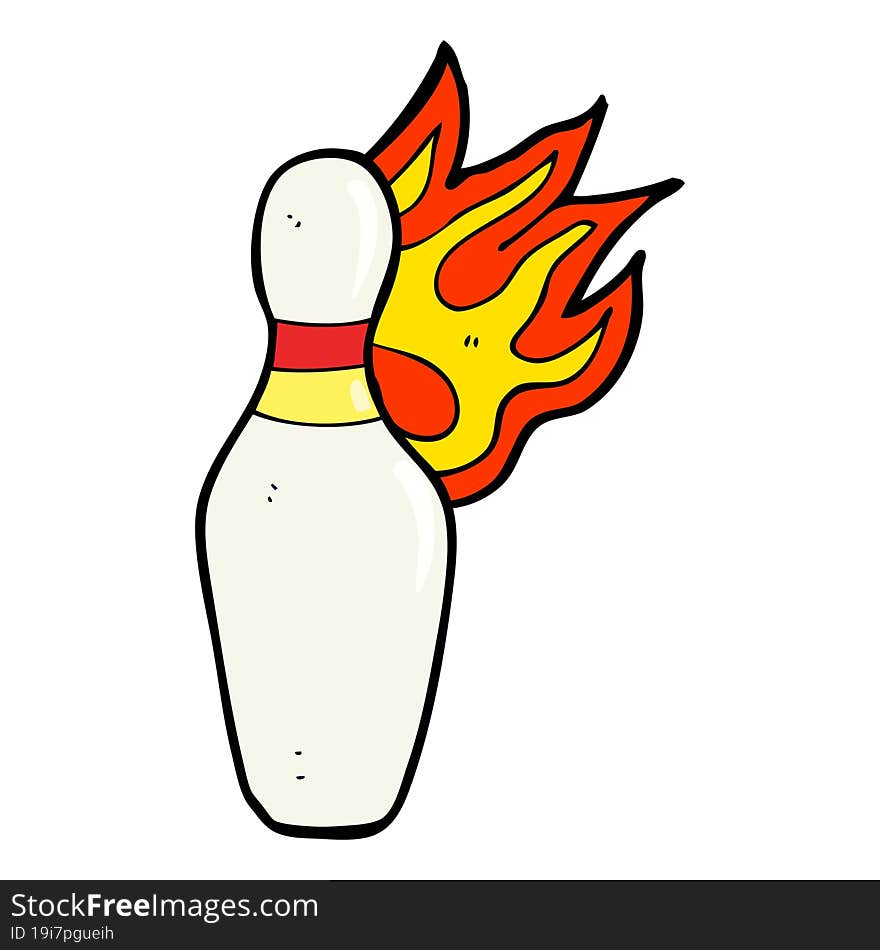 Cartoon Ten Pin Bowling Skittle On Fire