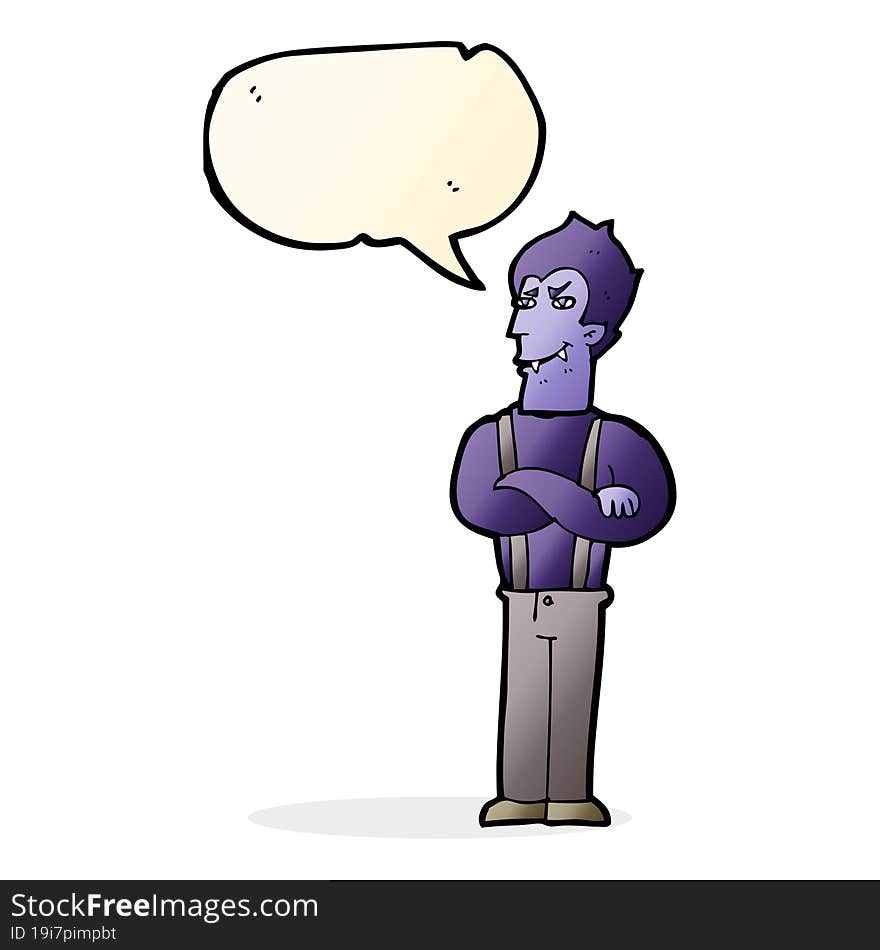 cartoon vampire with speech bubble