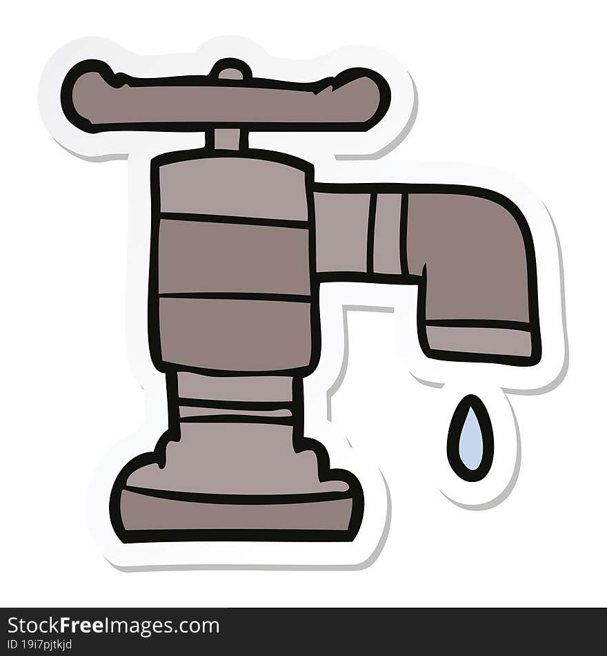 sticker of a cartoon dripping faucet