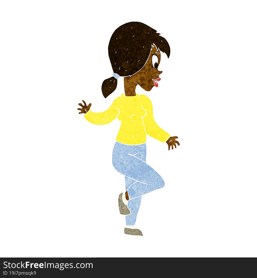 cartoon woman waving