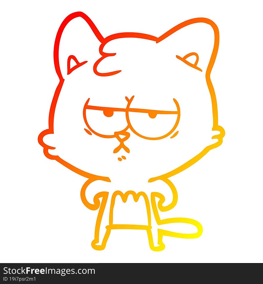 warm gradient line drawing bored cartoon cat