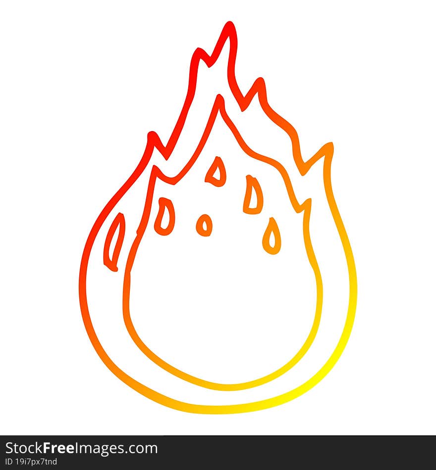 warm gradient line drawing cartoon fire