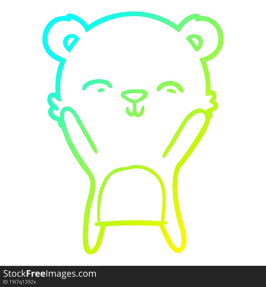 cold gradient line drawing happy cartoon polar bear