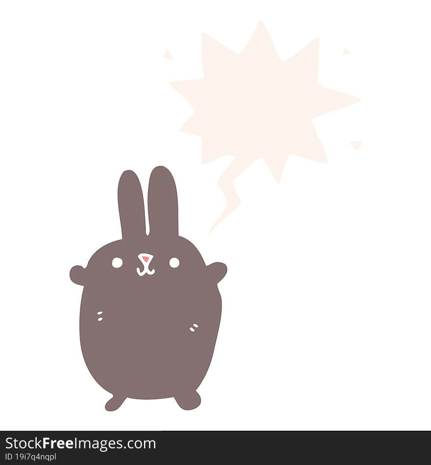 cartoon rabbit with speech bubble in retro style