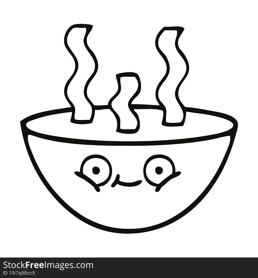 Line Drawing Cartoon Bowl Of Hot Soup