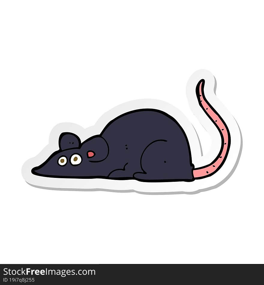 Sticker Of A Cartoon Black Rat