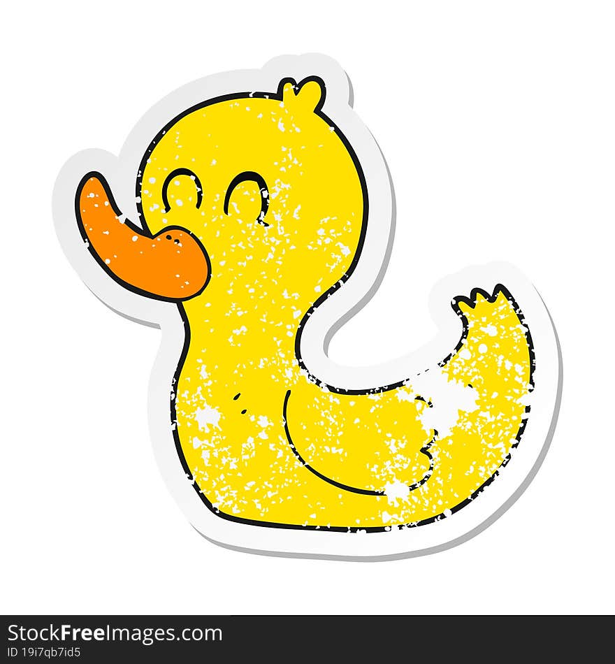 Retro Distressed Sticker Of A Cartoon Cute Duck