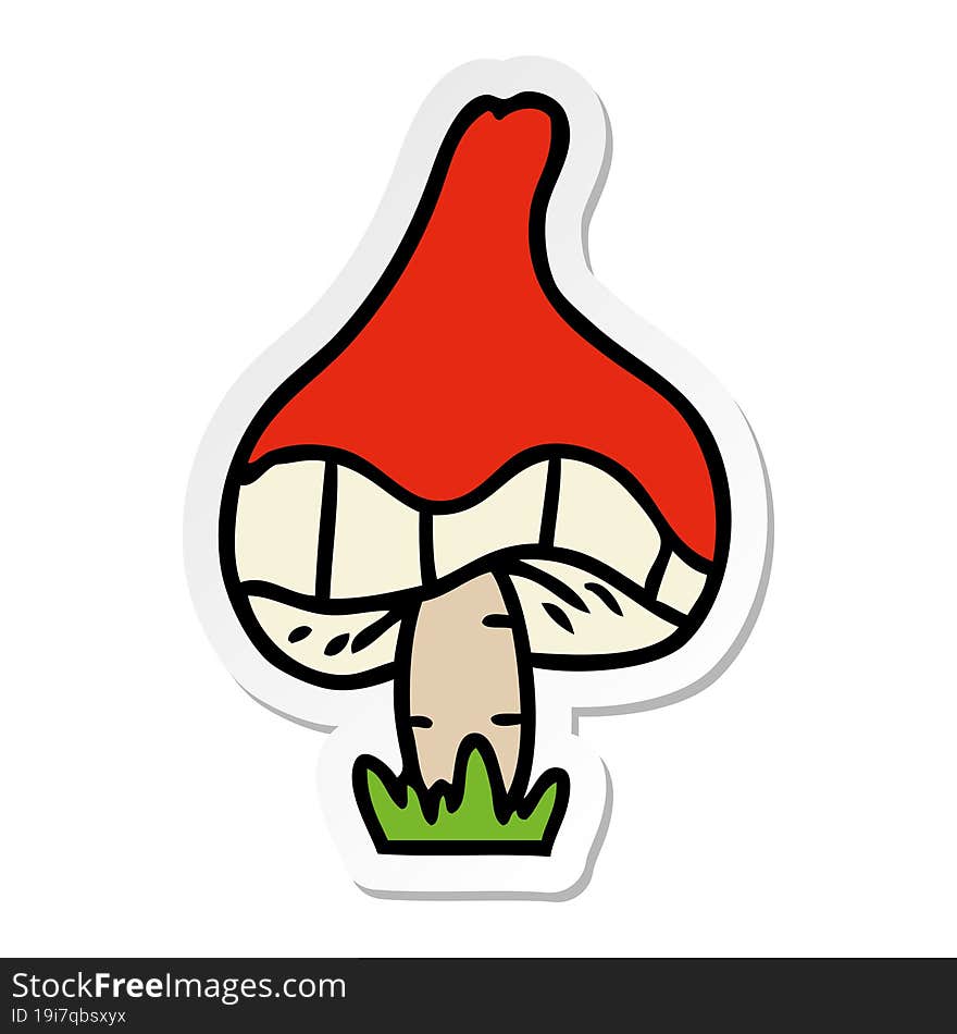 hand drawn sticker cartoon doodle of a single mushroom