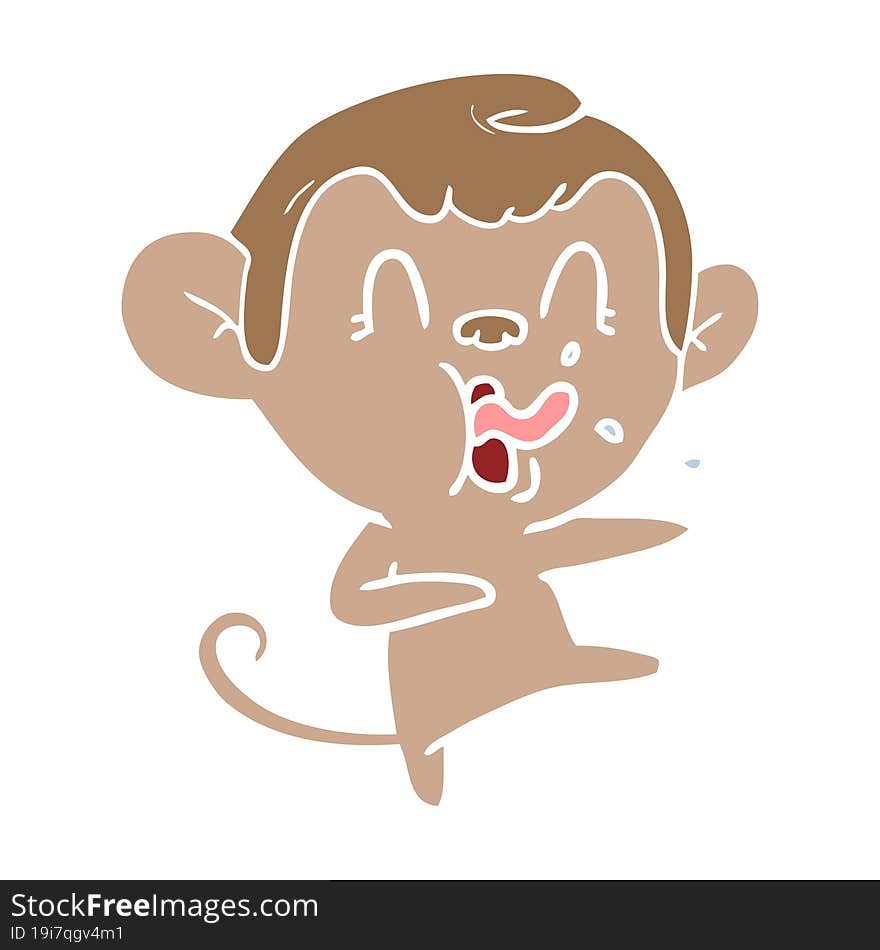 crazy flat color style cartoon monkey dancing