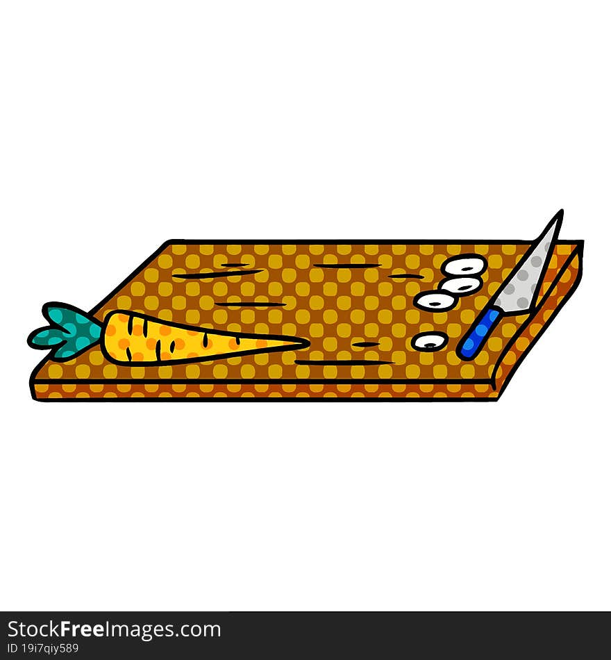 cartoon doodle of vegetable chopping board