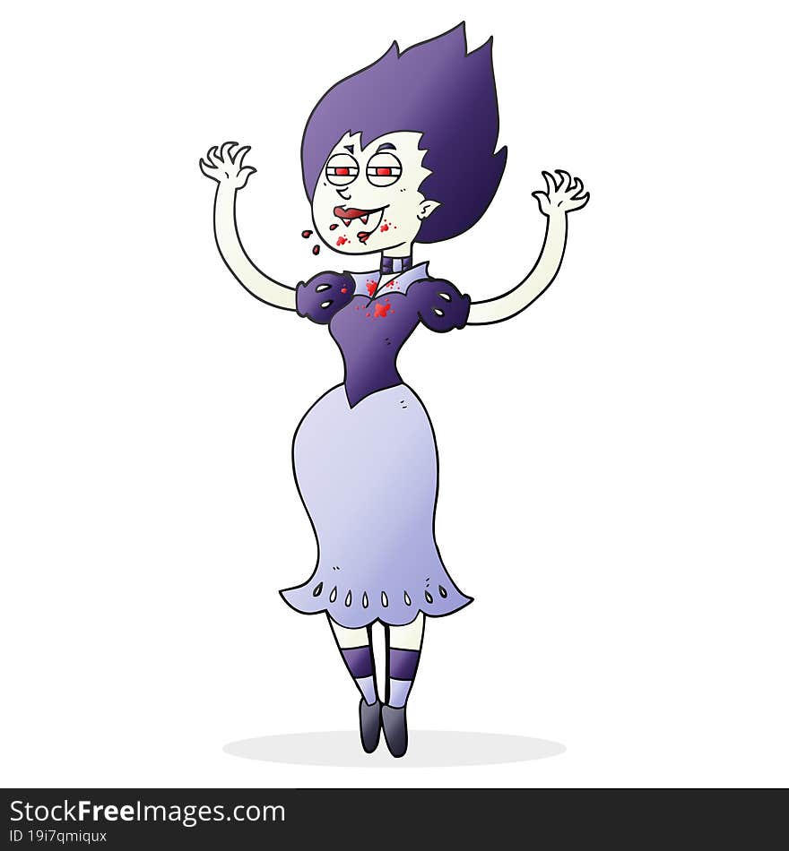 Cartoon Vampire Girl With Bloody Mouth