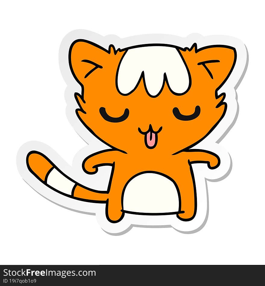 sticker cartoon illustration of a kawaii cute cat. sticker cartoon illustration of a kawaii cute cat