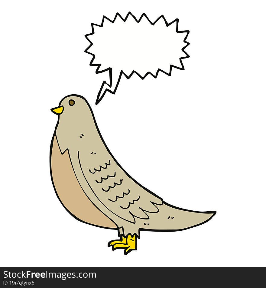 cartoon common bird with speech bubble