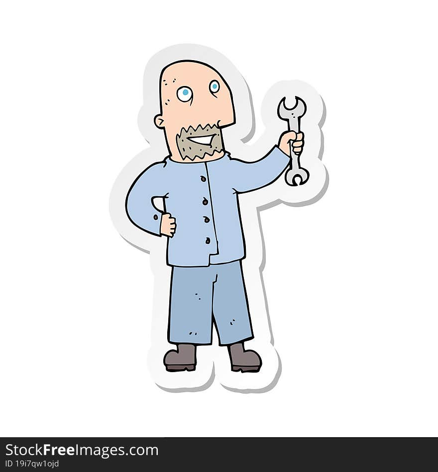 sticker of a cartoon mechanic