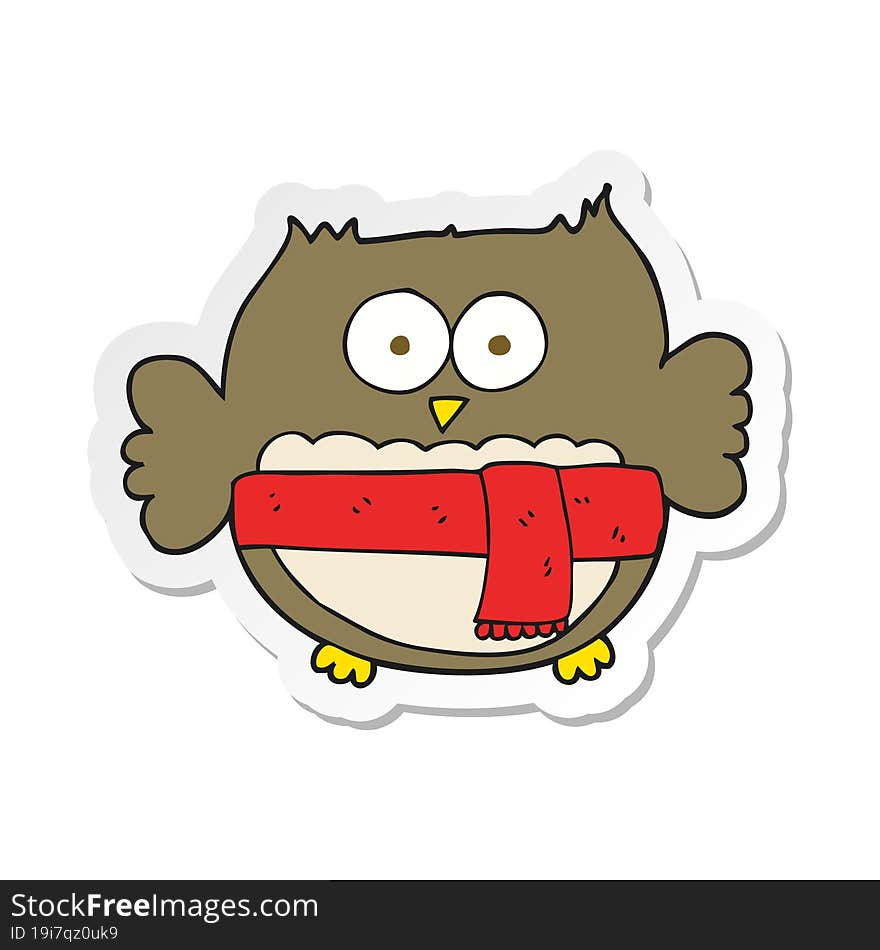 sticker of a cartoon owl wearing scarf