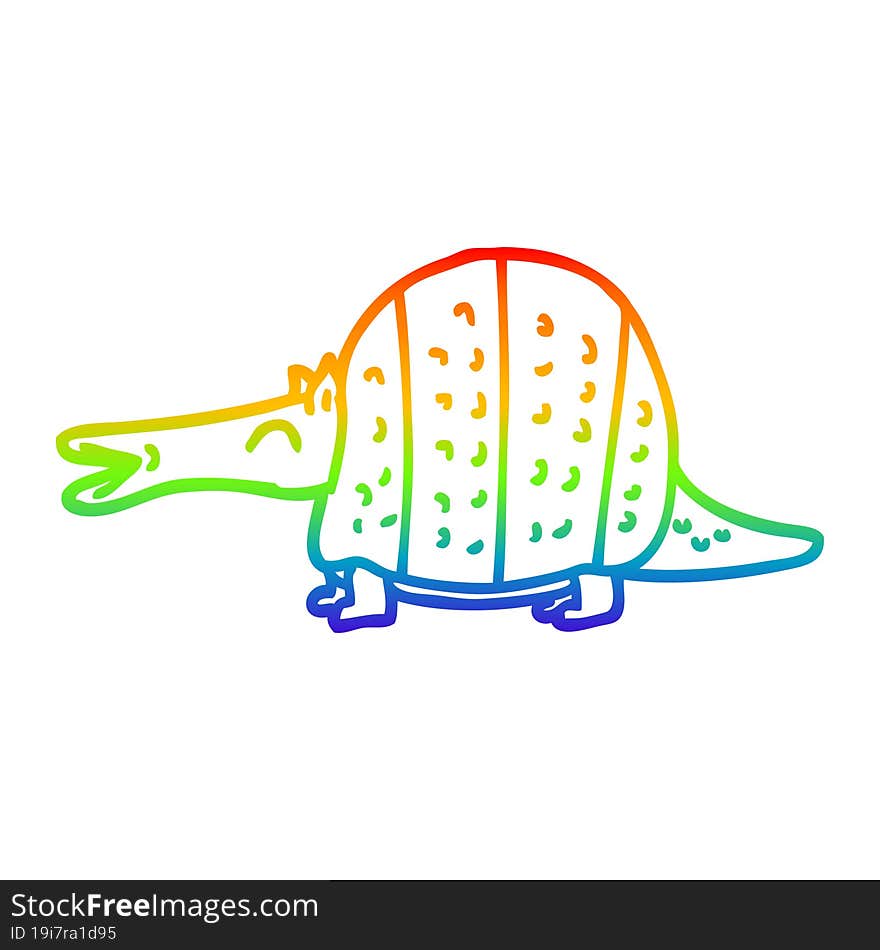 rainbow gradient line drawing cartoon armadillo