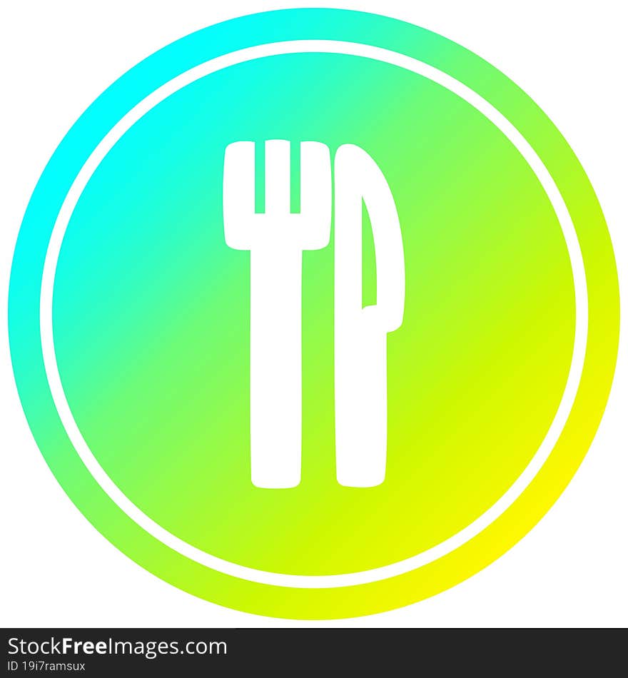 Knife And Fork Circular In Cold Gradient Spectrum