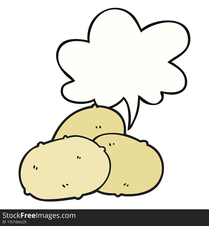 Cartoon Potatoes And Speech Bubble