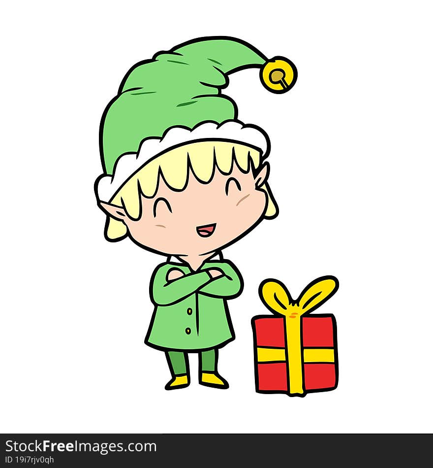 cartoon happy christmas elf. cartoon happy christmas elf