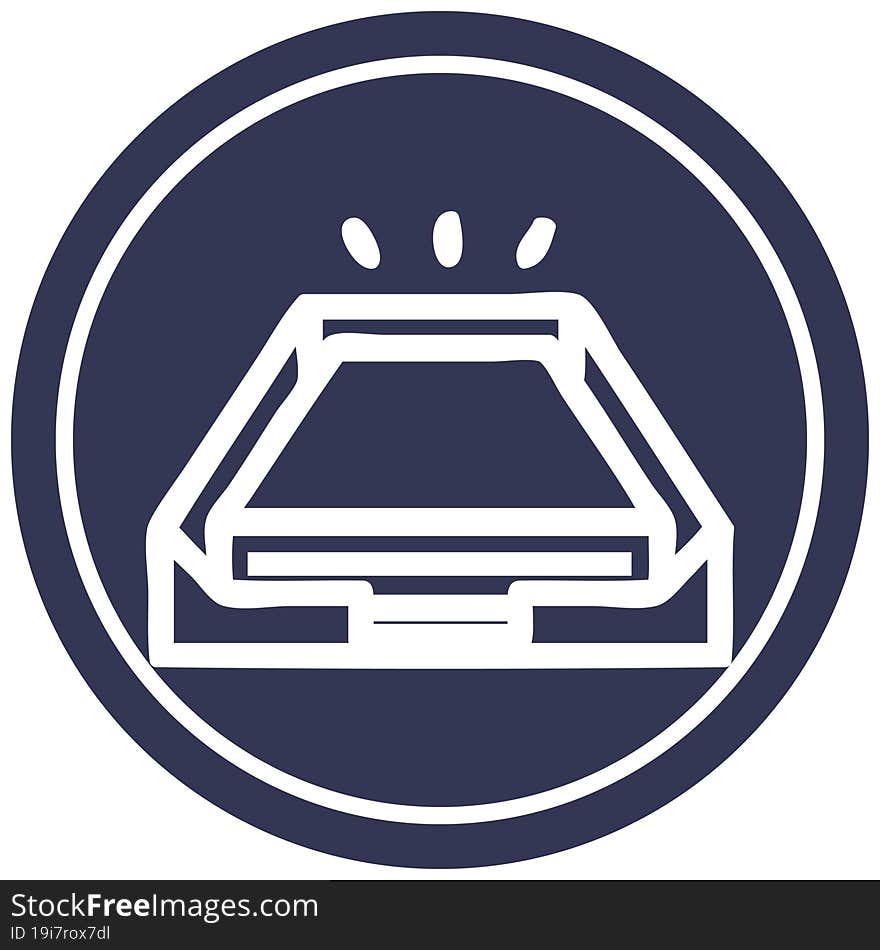 low office paper stack circular icon