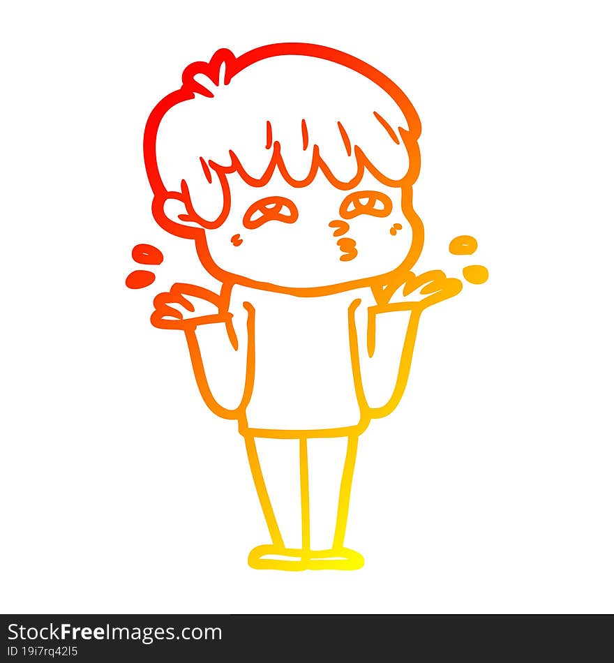 warm gradient line drawing cartoon man confused