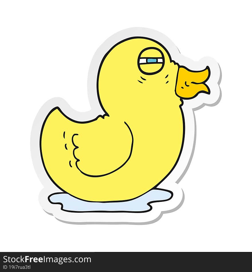 Sticker Of A Cartoon Rubber Duck