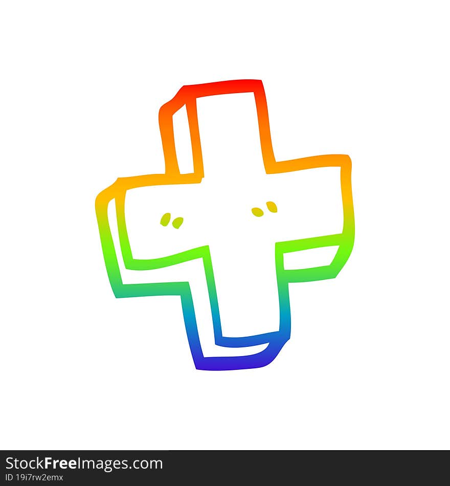 rainbow gradient line drawing cartoon plus symbol